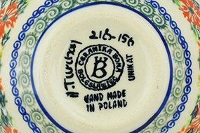 Polish Pottery Yarn Bowl 6-inch Corn Flower Butterfly UNIKAT N5