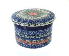 Polish Pottery Crimson Roses French Butter Dish