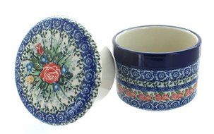 Polish Pottery Crimson Roses French Butter Dish N2