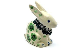 Polish Pottery Rabbit Figurine - Small - Kiwi