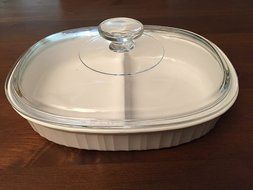 Corning Ware Oval Divided Dish in the French White 1.8 Liter F-6-B
