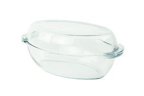 Oval Glass Casserole Baking Dish with Cover, 14" x 8" x 4"h