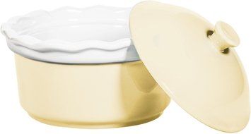 Brights 6.25"D Pastels Yellow Round Casserole W/Ruffle Edge