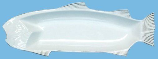 Stoneware Trout White Extra Large Casserole - 24"Lx8.5"Wx3"H