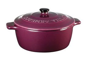 Gourmet Du Village Brie &amp; Camembert Cheese Baker with Handles, Cabernet Purple