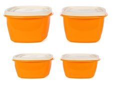 Cutting Edge Snap Tight Food Storage, 1500 &amp; 2000ml, Set of 4, Candy Orange