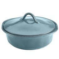 Rachael Ray Cucina Stoneware 3-Piece Round Casserole &amp; Lid Set, Agave Blue N5