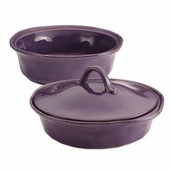Rachael Ray Cucina Stoneware 3-Piece Round Casserole &amp; Lid Set, Agave Blue N13
