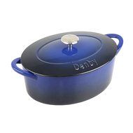 Denby Cast Iron Oval Covered Casserole, 4.2-Liter, Blue N3