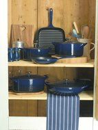 Denby Cast Iron Oval Covered Casserole, 4.2-Liter, Blue N4