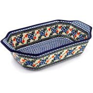 Polmedia Polish Pottery 14-inch Stoneware Rectangular Baker with Handles H7609B Hand Painted from Ceramika Artystyczna...