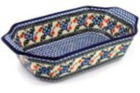 Polmedia Polish Pottery 14-inch Stoneware Rectangular Baker with Handles H7609B Hand Painted from Ceramika Artystyczna... N4