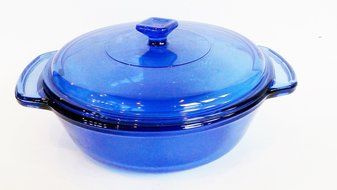 Cobalt Blue Anchor Hocking 1.5 Qt Round Covered Casserole Dish w Lid 9" Oven
