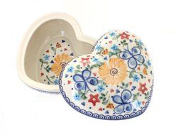 Polish Pottery Butterfly Large Heart Box N2