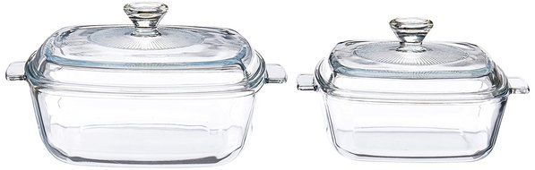 Uniware Super Quality Tempered Glass Casserole with Glass Lid, Set of 2, Clear (Square (1.6 Qt + 0.85 Qt))