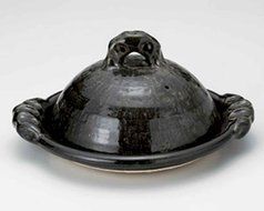 Oribe for 4-5 persons 12inch Donabe Japanese Hot pot Black Ceramic Made in Japan