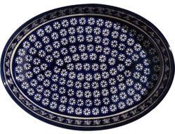 Polish Pottery Oval Baker From Zaklady Ceramiczne Boleslawiec #350-243a Classic Pattern, Width: 12" Length: 8.5" N2