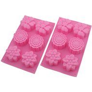 Zicome 6-Cavity Flower Shape Silicone Mold for Making Soaps and Lotion Bars, Set of 2