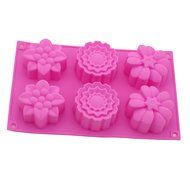 Zicome 6-Cavity Flower Shape Silicone Mold for Making Soaps and Lotion Bars, Set of 2 N2
