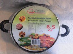 Non-Stick Aluminium Rounded Cooking Pot / Casserole w/ Glass Cover (6.5)