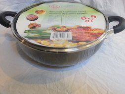 Non-Stick Aluminium Rounded Cooking Pot / Casserole w/ Glass Cover (6.5) N2