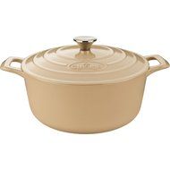 La Cuisine PRO 2.2 Qt Enameled Cast Iron Round Covered Dutch Oven, Cream