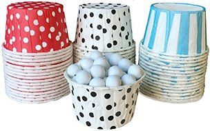 Outside the Box Papers Alice in Wonderland Theme Polka Dot and Stripe Candy/Nut Cups 48 Pack Red, Blue, White,...