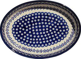 Polish Pottery Oval Baker From Zaklady Ceramiczne Boleslawiec #350-166a Floral Peacock Pattern, Width: 12&quot; Length... N2