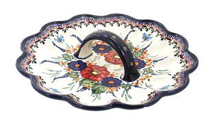 Polish Pottery Floral Butterfly Egg Plate