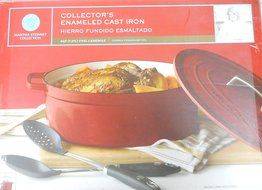 Martha Stewart Collection Collector's Enameled Cast Iron 8 Qt. Oval Casserole in Cranberry