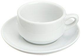 Kitchen Supply 8113 White Porcelain Espresso Cup and Saucer, 3-ounce