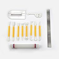 TANGCHU 4 Sets (11pcs) Flower Fondant Cake Sugarcraft Decorating Kit Cookie Mould Cutter Tool Cake Smoother Fondant... N2