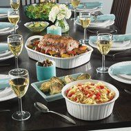 3-Quart Non-porous Surface French Oblong Casserole with Sleeve, White N3