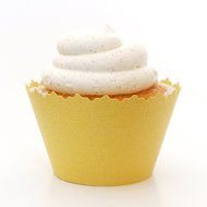 Glitter Sun Yellow Shimmer Cupcake Wrappers - Set of 12 - Cup Cakes Shine w/ Picks, Stands &amp; Liners