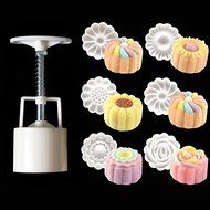 Dealglad&reg; 6+1 Chinese Flowers Pattern Mooncake Mold Candy Pineapple Cake Cookie DIY Baking mold