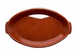 Costa del Sol Handmade Ceramic Baking Dish with Plain Handle, Rust