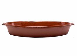Costa del Sol Handmade Ceramic Baking Dish with Plain Handle, Rust N2
