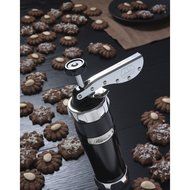 Marcato Made in Italy Atlas Deluxe Biscuit Maker Cookie Press, Stainless Steel, Red, Includes 20 Cookie Disc Shapes... N7