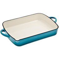 Denby Cook &amp; Azure Roaster CIA-573 Cast Iron Oblong, 13 by 9 1/2&quot;, Teal / Blue
