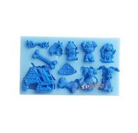 Yunko Pet Dog&#039;s Home Silicone Fondant Cake Decorating Mold Candy Chocolate Gum Mold Dog Collar Bones Bell Fire...