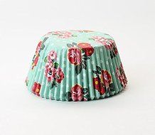 25 Vintage Floral Cupcake Liners- Aqua (standard size)
