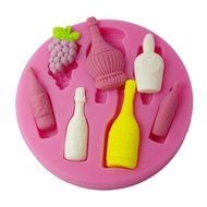 FOUR-C Silicone Cake Mold Wine Bottles Fondant Mould Color Pink