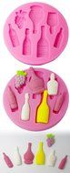 FOUR-C Silicone Cake Mold Wine Bottles Fondant Mould Color Pink N2