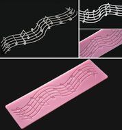 FOUR-C Silicone Lace Mat Cake Decor Pad Music Decoration Mat Color Pink N2