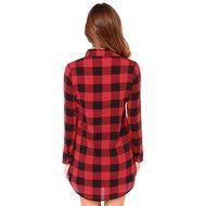 AIMTOPPY Womens Lady Loose Long Sleeve Cotton Casual Plaid Shirt Blouse Tops (XL, Red) N3