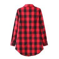 AIMTOPPY Womens Lady Loose Long Sleeve Cotton Casual Plaid Shirt Blouse Tops (XL, Red) N8