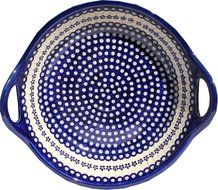 Polish Pottery Large Deep Bowl with Handles From Zaklady Ceramiczne Boleslawiec #1348-166a Floral Peacock, Diameter... N2