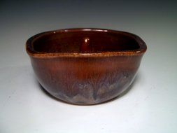 Handmade Ceramic Apple Baker ~ Frosty Brown Swirl Stoneware Pottery