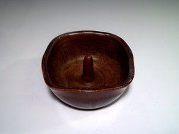 Handmade Ceramic Apple Baker ~ Frosty Brown Swirl Stoneware Pottery N2
