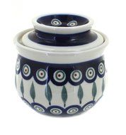 Polish Pottery Peacock French Butter Dish